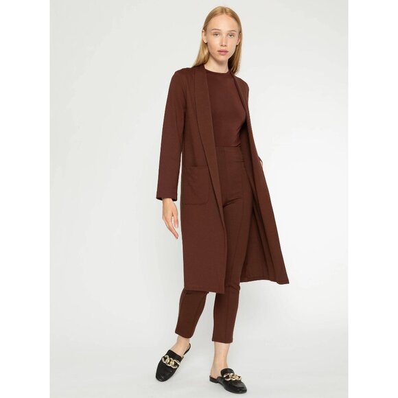 Ripley Rader Size XS Chocolate Brown Ponte Knit Smoking Jacket Tailored Capsule - Picture 1 of 11